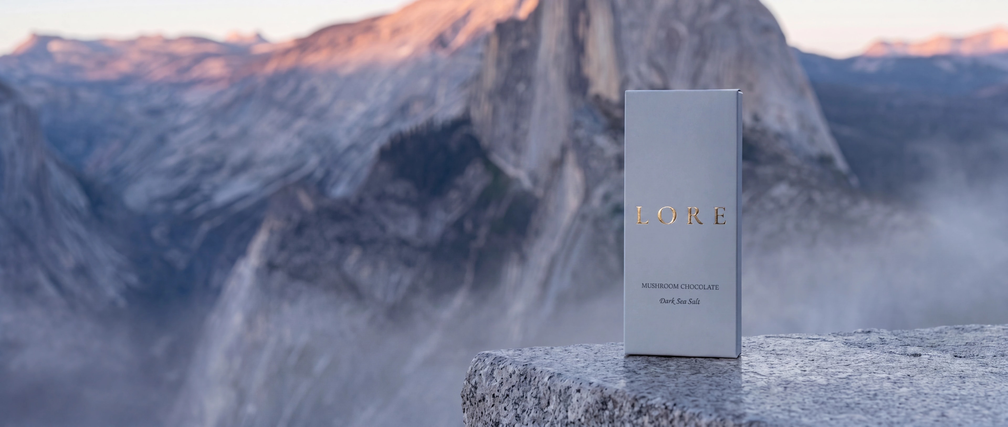 LORE bar on river stones below granite walls in Yosemite